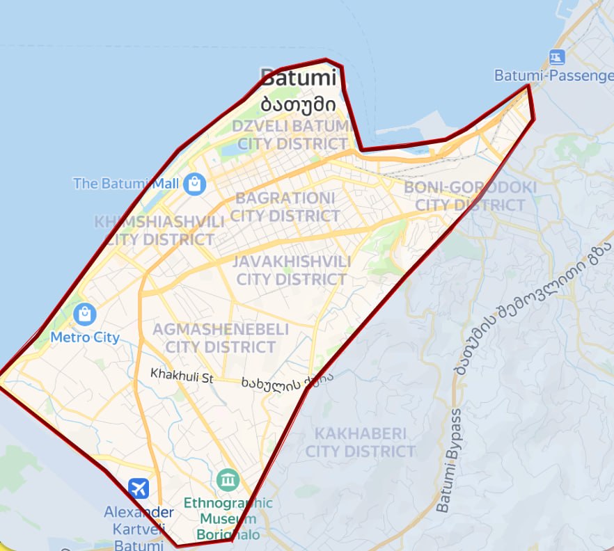 Delivery zone map of Batumi